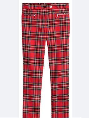 H&M Smart Stretch Red Plaid Trousers Pants Size 10 NWT